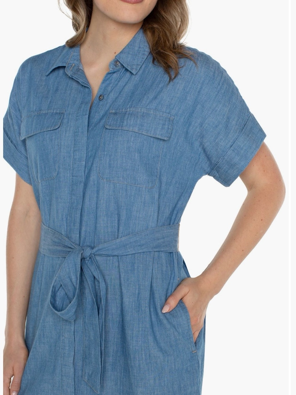Liverpool Los Angeles - Belted Denim Shirt Dress (Medium)
